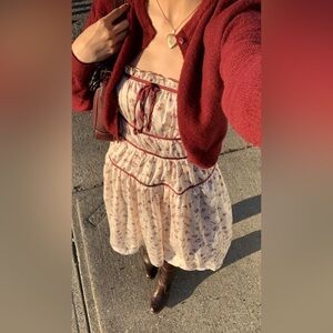 STORIA Cream Floral Peasant Midi Dress Size M NWT from Simons